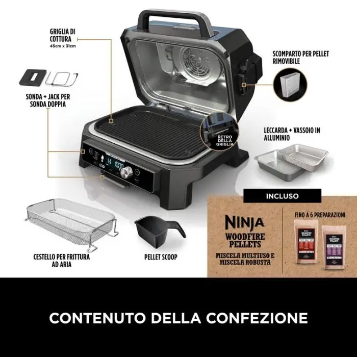 Ninja Barbecue elettrico e Affumicatore Woodfire Pro Connect XL OG901EU , 158131 , Immagine 15