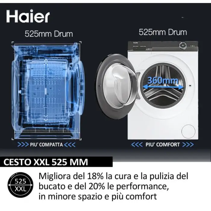 Haier HW80-BP14929A-S lavatrice Caricamento frontale 8 kg 1400 Giri/min Bianco , 153876 , Immagine 13