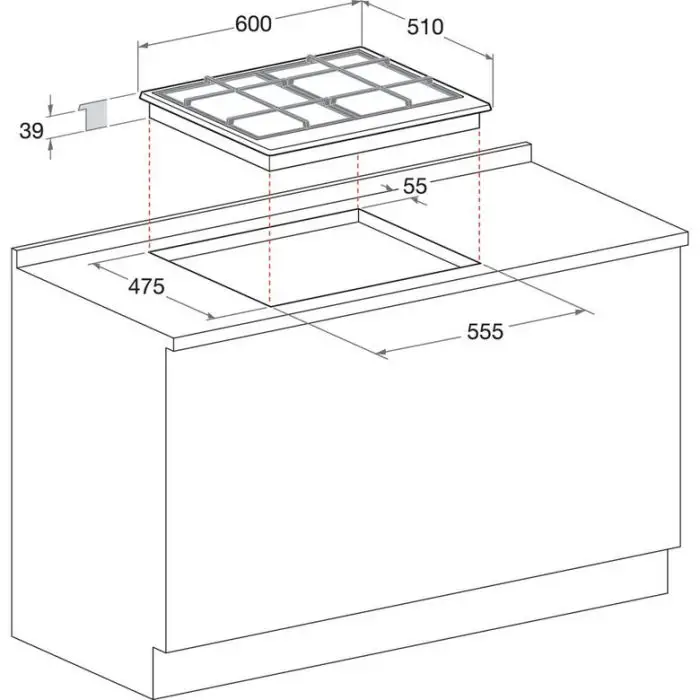 Hotpoint PCN 640 T (AN) R /HA piano cottura Antracite Da incasso 59 cm Gas 4 Fornello(i) , 138784 , Immagine 4