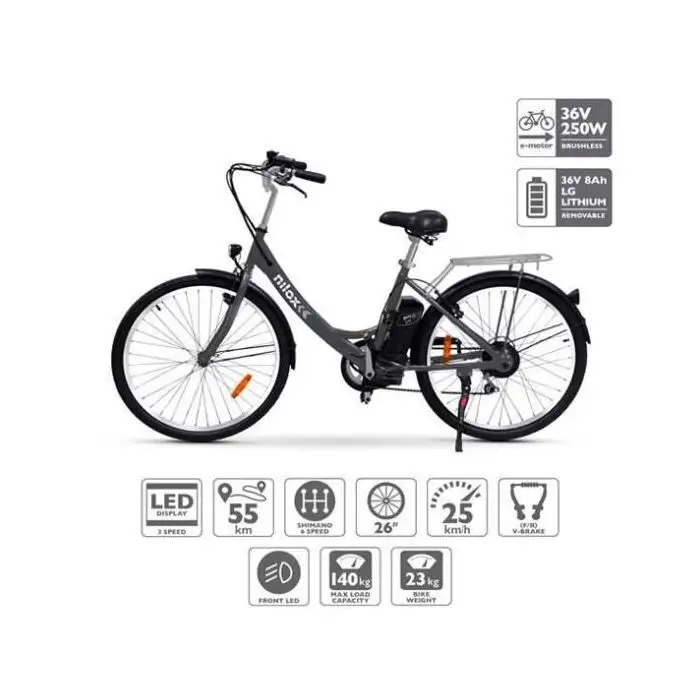 Nilox 30NXEB266V001 bicicletta elettrica Nero Acciaio 66 cm (26&quot;) 23 kg , 117250 , Immagine 2