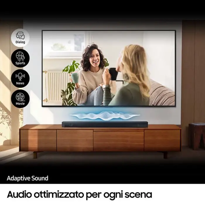 Samsung Soundbar HW-Q600C/ZF Serie Q, 9 speaker, Wireless Dolby Atmos, Audio a 3.1.2 canali, Q-Simphony, Compatibile con Alexa e Google Assistant, Black , 147548 , Immagine 7