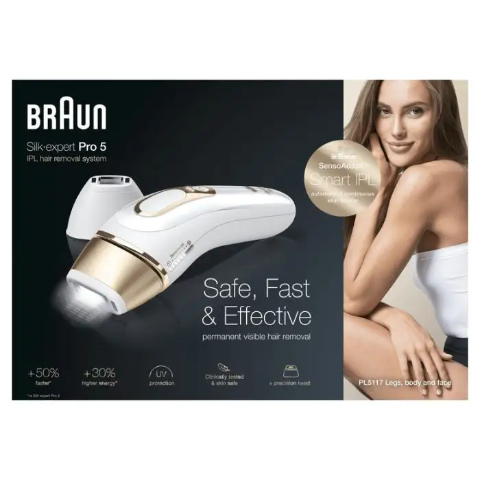Braun Silk-expert Pro 5 PL5117 Epilatore Luce Pulsata Di Ultima Generazione, IPL, Epilazione Definitiva, Bianco E Oro , 132549 , Immagine 16