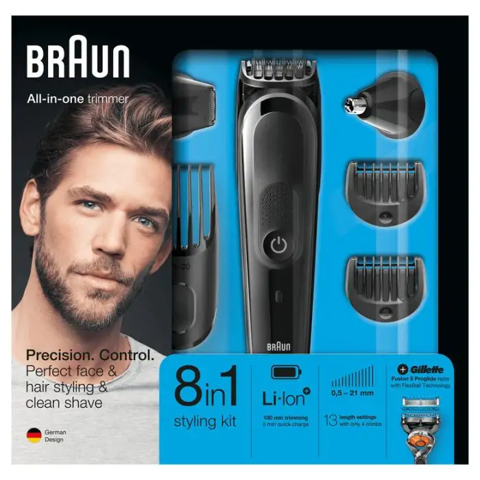 Braun Multigroomer Rifinitore 8-In-1 Tutto-In-1 MGK5060 Rasoio Barba Elettrico, Rifinitore E Tagliacape , 122161 , Immagine 4