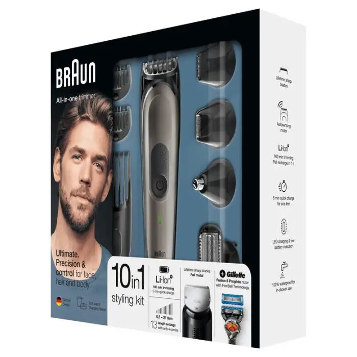 Braun Multigroomer Rifinitore 10-In-1 Tutto-In-1 MGK7021 Rasoio Barba Elettrico, Rifinitore E Tagliacap , 122163 , Immagine 5