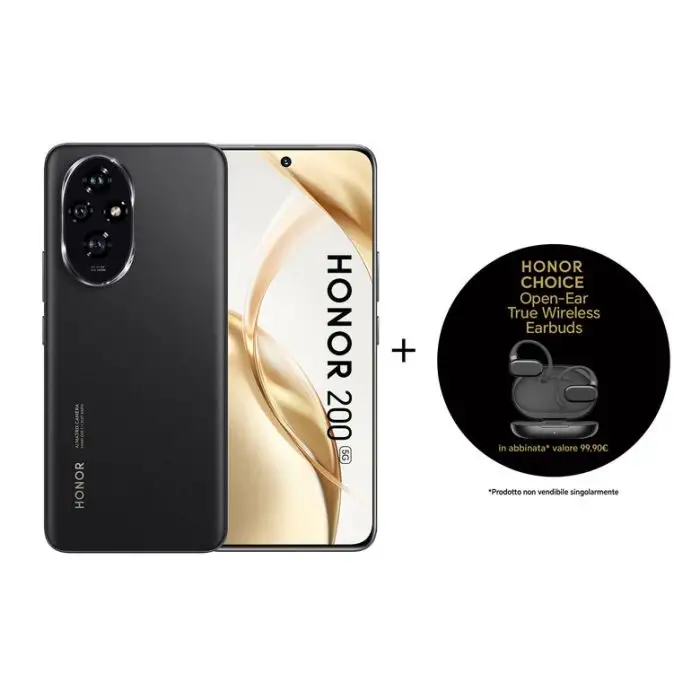 Honor 200 5G + Earbuds Choice 17 cm (6.7&quot;) Doppia SIM Android 14 USB tipo-C 12 GB 512 GB 5200 mAh Nero , 154197 , Immagine 2