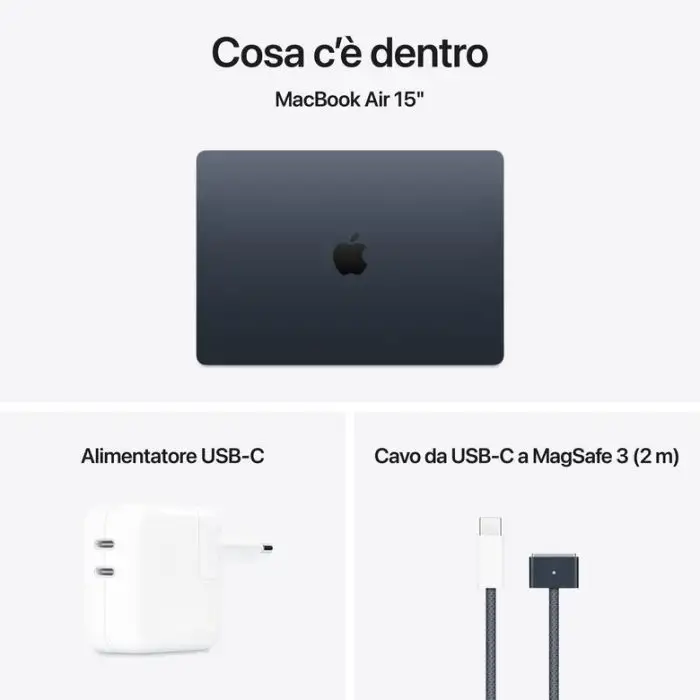 Apple MacBook Air 15&#039;&#039; M4 chip 10-core CPU 10-core GPU, 16GB, 256GB SSD - Mezzanotte , 158330 , Immagine 11