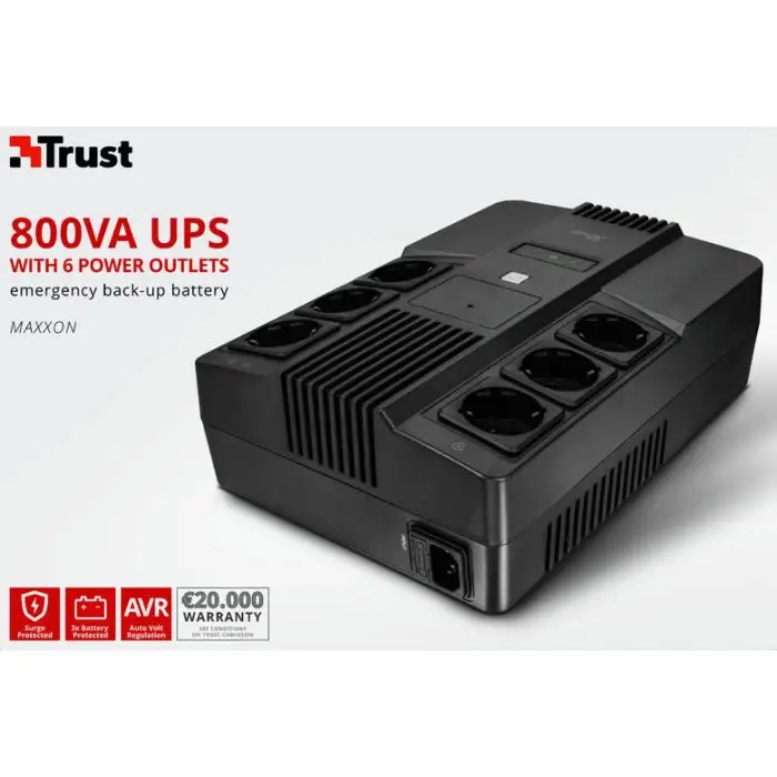 Trust Maxxon 0,8 kVA 6 presa(e) AC , 125550 , Immagine 5