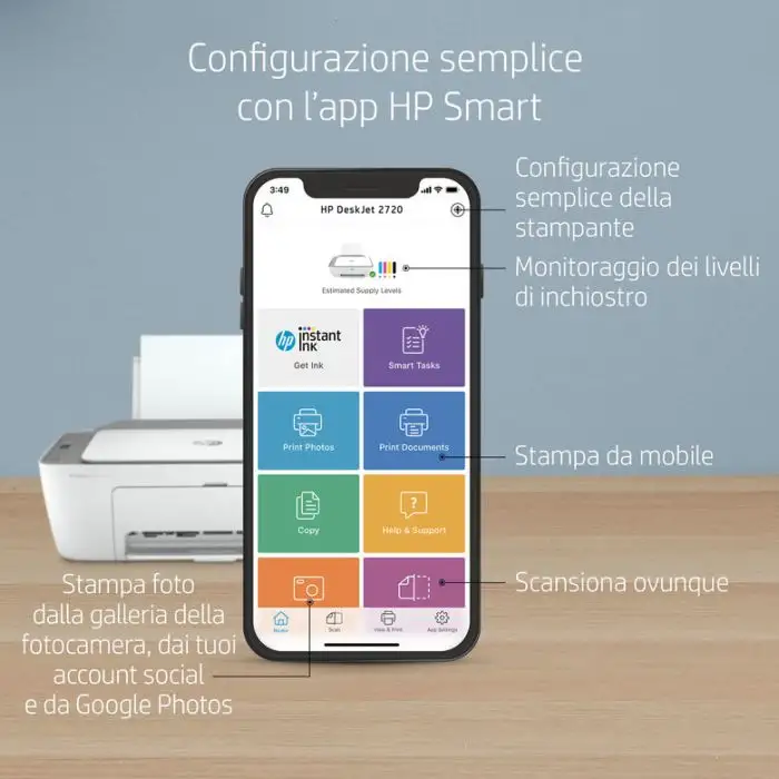 HP DeskJet 2720 Getto termico d&#039;inchiostro A4 4800 x 1200 DPI Wi-Fi , 131302 , Immagine 10
