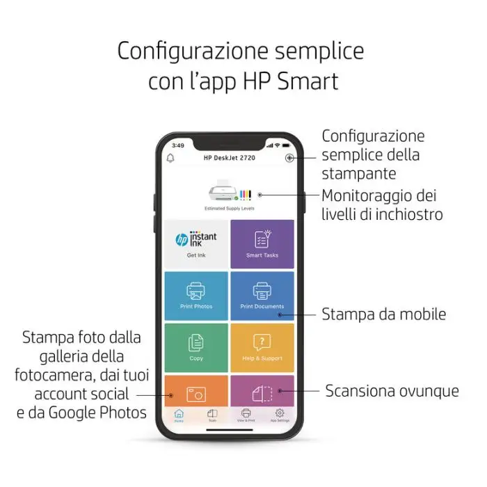 HP DeskJet 2720 Getto termico d&#039;inchiostro A4 4800 x 1200 DPI Wi-Fi , 131302 , Immagine 9