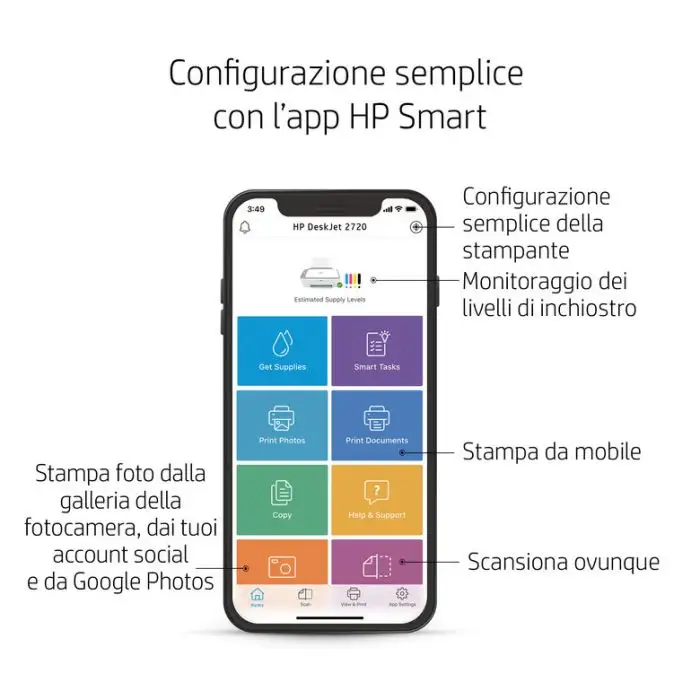 HP DeskJet 2720 Getto termico d&#039;inchiostro A4 4800 x 1200 DPI Wi-Fi , 131302 , Immagine 14