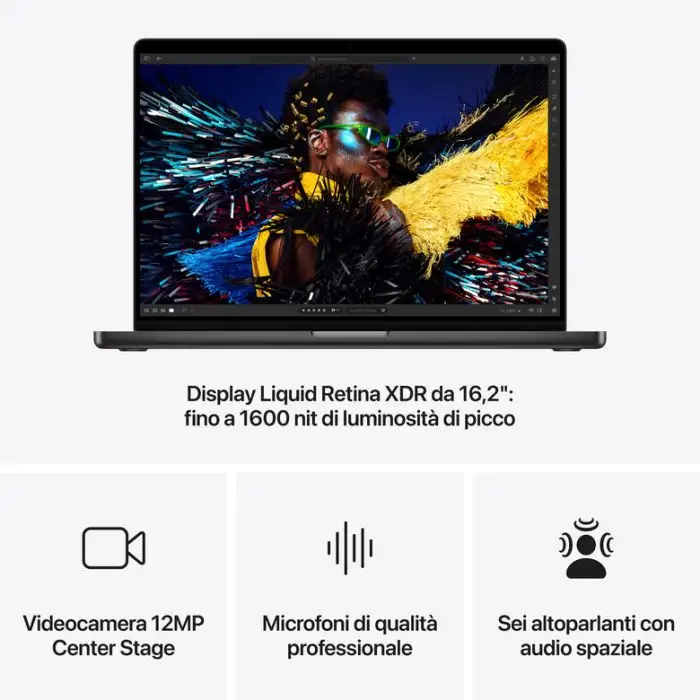 Apple MacBook Pro 16&quot;: Chip M4 Pro con cpu 14 core e gpu 20 core, 512GB SSD - Nero siderale , 156481 , Immagine 6