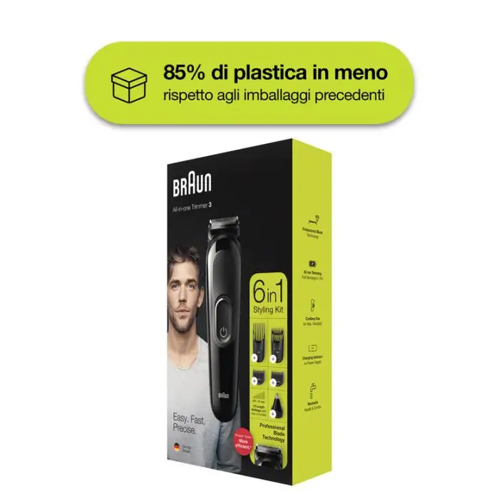 Braun MGK3220 Regolabarba Uomo 6-In-1, Rifinitore Viso, Naso E Orecchie E Tagliacapelli. Nero , 129663 , Immagine 9