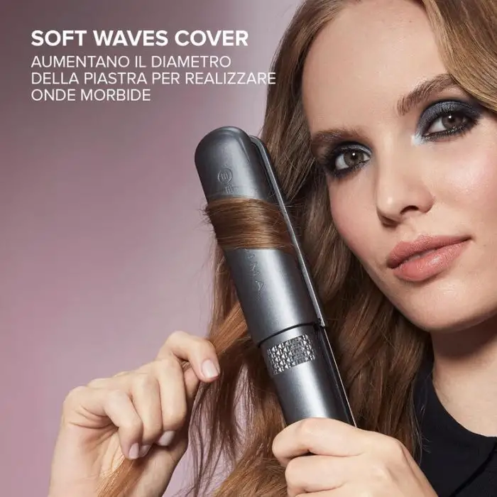 Bellissima Imetec Creativity Multistyle, Piastra per capelli Lisci o Mossi, Rivestimento ceramica, Particelle Diamante, Cheratina, Piastre Flessibili e Calde Anche Esternamente, 5 temperatur , 155356 , Immagine 5