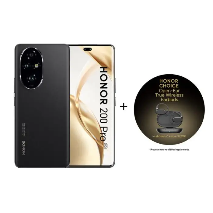 Honor 200 Pro 5G + Earbuds Choice 17,2 cm (6.78&quot;) Doppia SIM Android 14 USB tipo-C 12 GB 512 GB 5200 mAh Nero , 154202 , Immagine 2