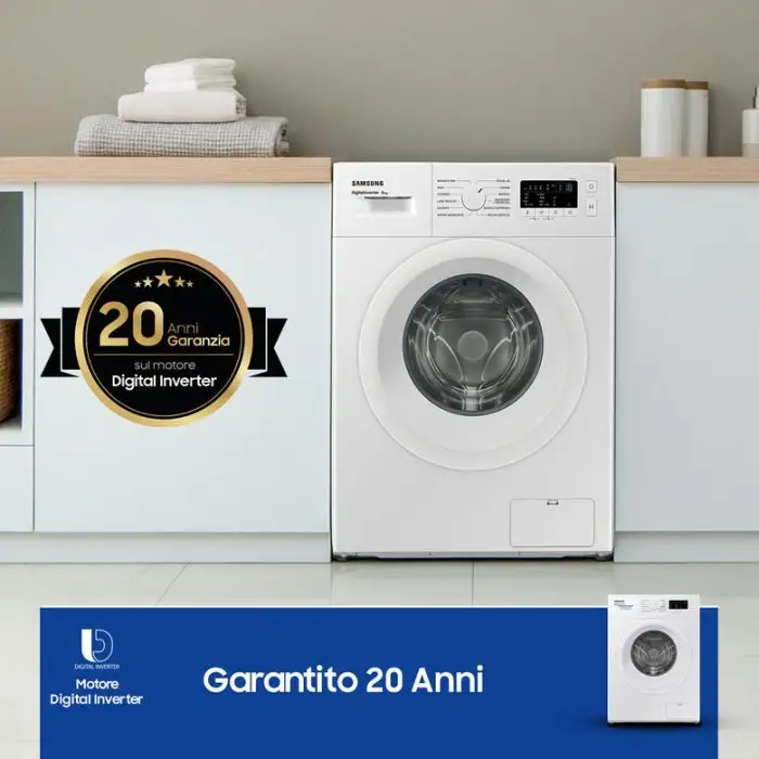 Samsung WW60A3120WE/ET lavatrice slim a caricamento frontale 6 kg Classe C  1200 giri/min, Porta bianca + Panel bianco in Offerta Online