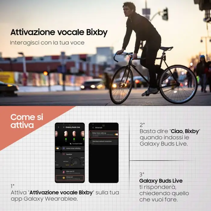 Samsung Galaxy Buds Live, Mystic White Auricolare Wireless In-ear Musica e Chiamate Bluetooth Bianco , 131495 , Immagine 6