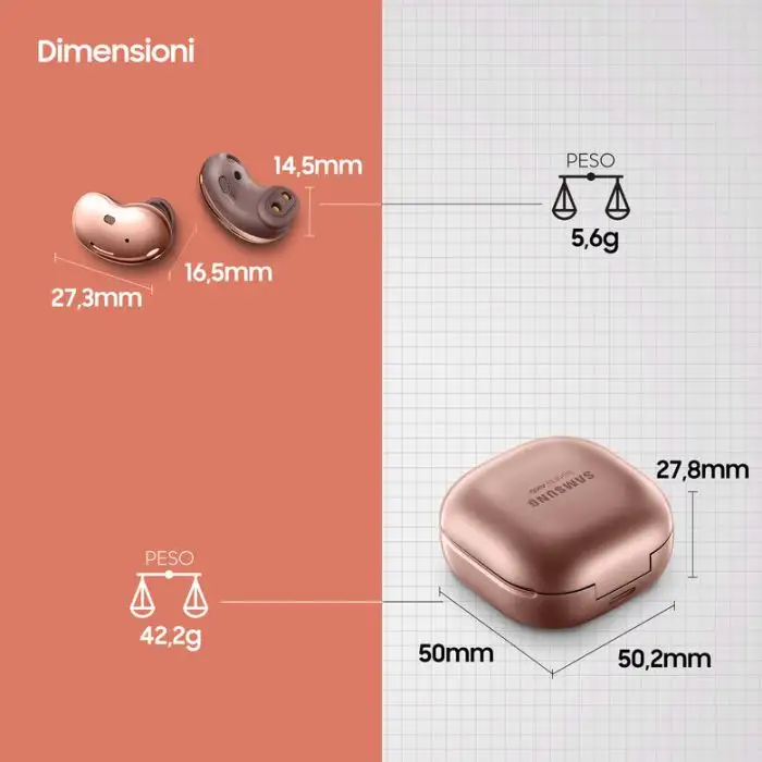 Samsung Galaxy Buds Live, Mystic Bronze Auricolare Wireless In-ear Musica e Chiamate Bluetooth Bronzo , 131496 , Immagine 3