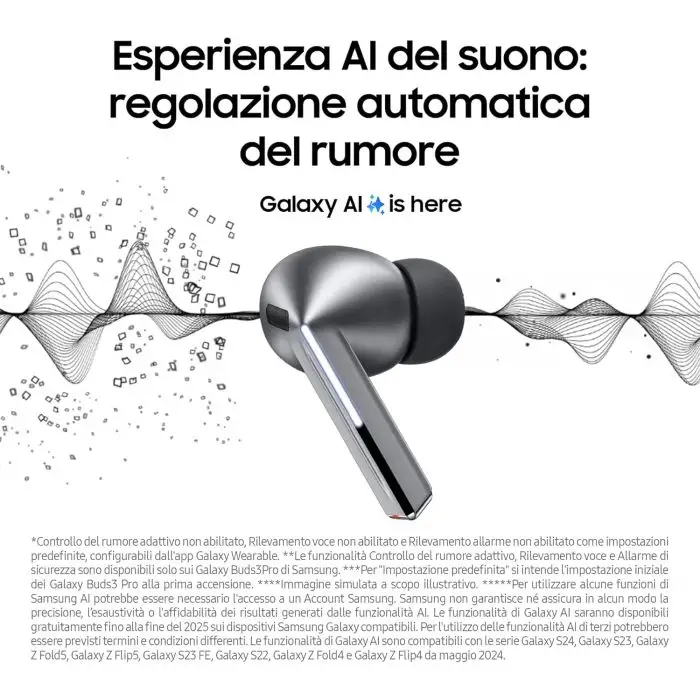 Samsung Galaxy Buds3 Pro Auricolari in-ear True Wireless Cuffie ergonomiche con luce LED Cancellazione attiva del rumore , 154603 , Immagine 5