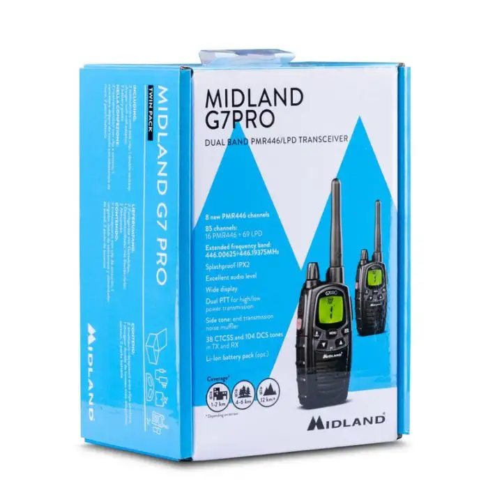 Midland G7 Pro Walkie Talkie ricetrasmittente 69 canali 446.00625 - 446.09375 MHz Nero , 147714 , Immagine 5