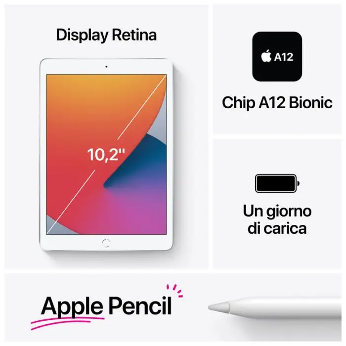 Apple iPad 10.2&quot; (ottava gen.) Wi-Fi + Cellular 128GB - Argento , 132236 , Immagine 9