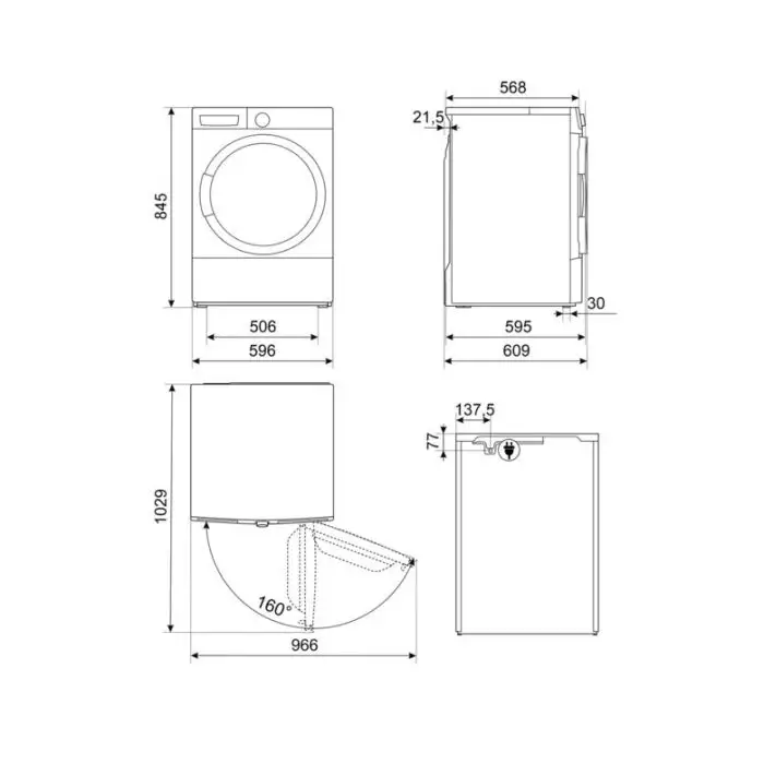 Smeg DT182IT asciugatrice Libera installazione Caricamento frontale 8 kg A++ Bianco , 138400 , Immagine 7