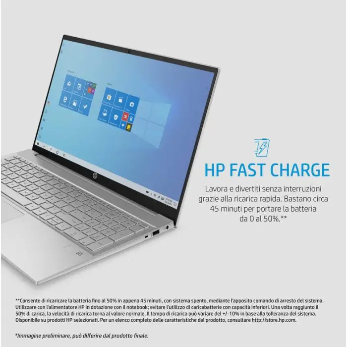 HP Pavilion 15-eh0018nl Computer portatile 39,6 cm (15.6&quot;) Full HD AMD Ryzen 7 12 GB DDR4-SDRAM 512 GB SSD Wi-Fi 5 (802.11ac) Windows 10 Home Argento , 137331 , Immagine 9