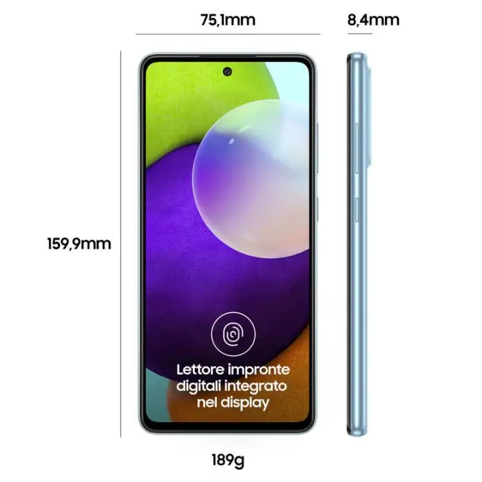 Samsung Galaxy A52 4G A52 128 GB Display 6.5” FHD+ Super AMOLED Awesome Blue , 135228 , Immagine 3