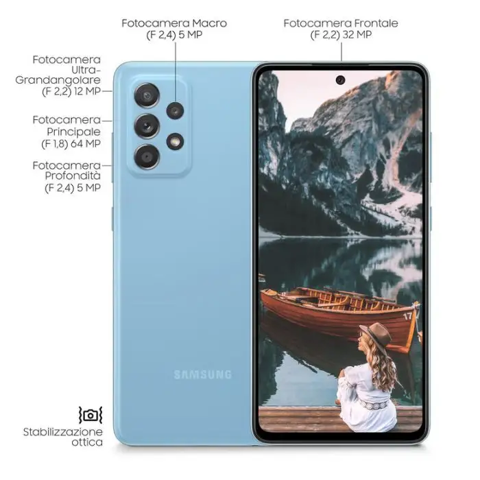 Samsung Galaxy A52 4G A52 128 GB Display 6.5” FHD+ Super AMOLED Awesome Blue , 135228 , Immagine 5