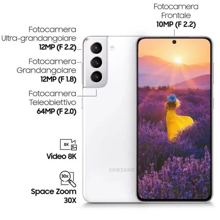 Samsung Galaxy S21 5G 256 GB Display 6.2&quot; Dynamic AMOLED 2X Phantom White , 134106 , Immagine 5