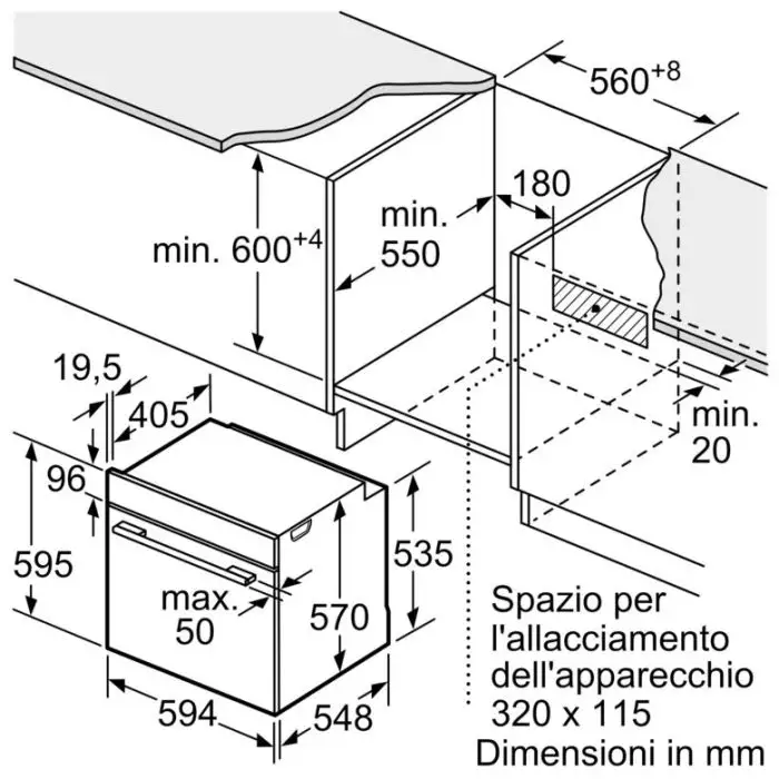 Bosch Serie 4 HQA574BB3 Forno da incasso  con vapore 60 x 60 cm Nero Classe A+ , 156200 , Immagine 2
