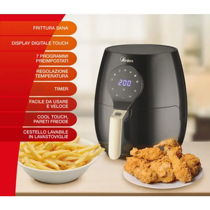 Ardes Eldorada Maxi Singolo 5 L Indipendente 1450 W Friggitrice ad aria calda Nero , 135101 , Immagine 4