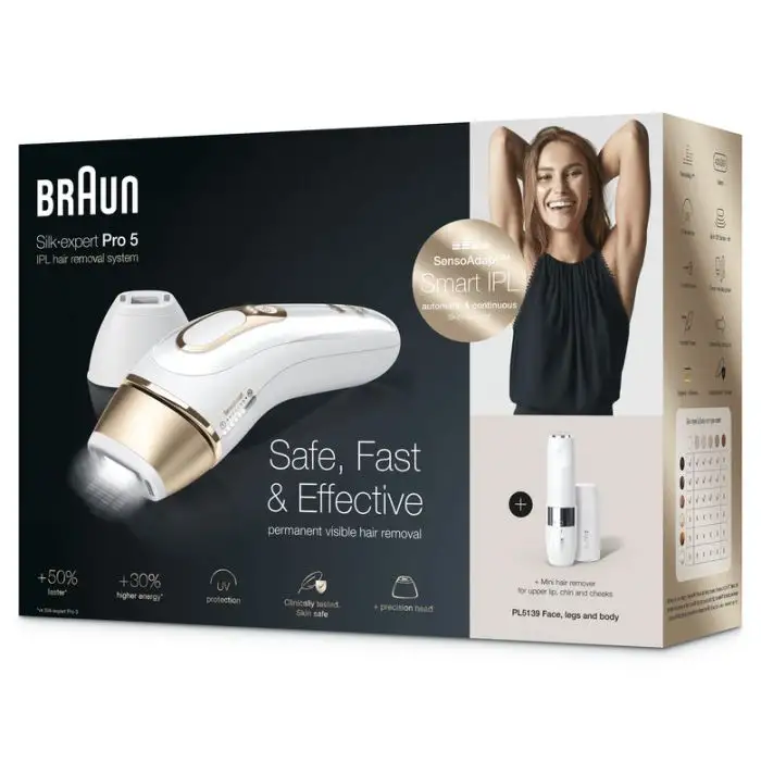 Braun Silk-expert Pro Pro 5 PL5139 Silk expert, Epilatore Luce Pulsata IPL, Sistema di Epilazione Permanente dei Peli Visibili per Donna, Bianco/Oro , 136404 , Immagine 9