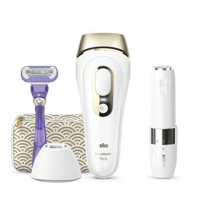 Braun Silk-expert Pro Pro 5 PL5139 Silk expert, Epilatore Luce Pulsata IPL, Sistema di Epilazione Permanente dei Peli Visibili per Donna, Bianco/Oro , 136404 , Immagine 2