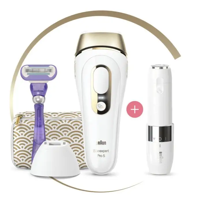 Braun Silk-expert Pro Pro 5 PL5139 Silk expert, Epilatore Luce Pulsata IPL, Sistema di Epilazione Permanente dei Peli Visibili per Donna, Bianco/Oro , 136404 , Immagine 3
