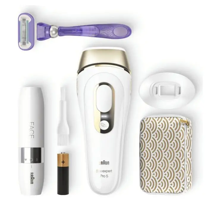 Braun Silk-expert Pro Pro 5 PL5139 Silk expert, Epilatore Luce Pulsata IPL, Sistema di Epilazione Permanente dei Peli Visibili per Donna, Bianco/Oro , 136404 , Immagine 8