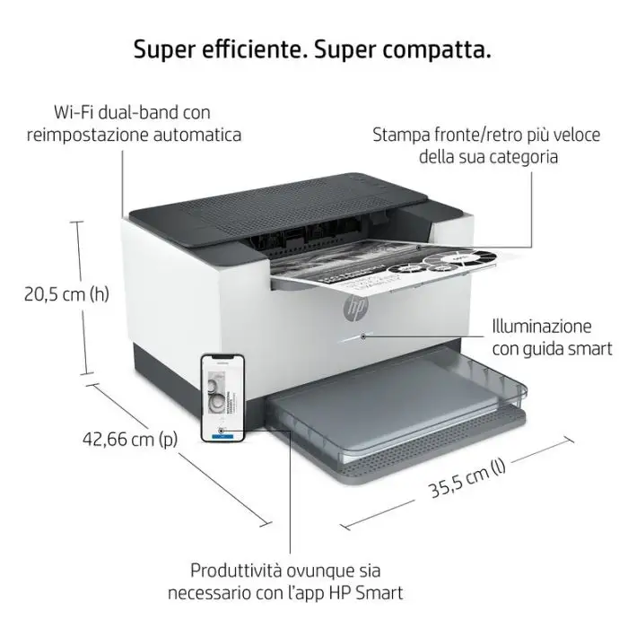 HP LaserJet Stampante M209dw, Bianco e nero, Stampante per Abitazioni e piccoli uffici, Stampa, Stampa fronte/retro, dimensioni compatte, risparmio energetico, Wi-Fi dual band , 145409 , Immagine 17