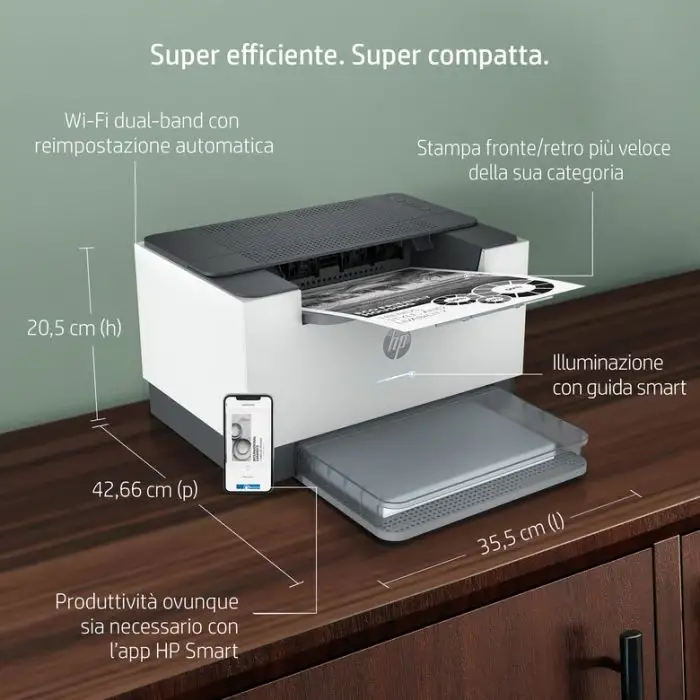 HP LaserJet Stampante M209dw, Bianco e nero, Stampante per Abitazioni e piccoli uffici, Stampa, Stampa fronte/retro, dimensioni compatte, risparmio energetico, Wi-Fi dual band , 145409 , Immagine 12