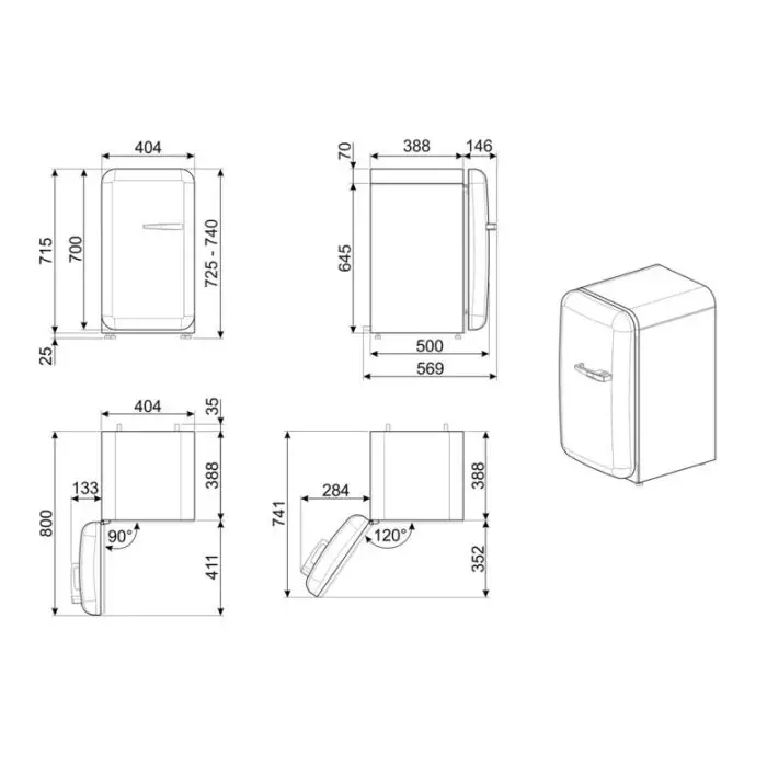 Smeg 50&#039;s Style frigorifero Libera installazione 34 L D Verde , 140505 , Immagine 2