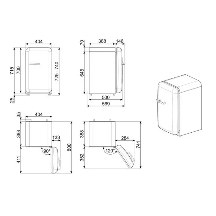 Smeg 50&#039;s Style frigorifero Libera installazione 34 L D Grigio , 140519 , Immagine 4