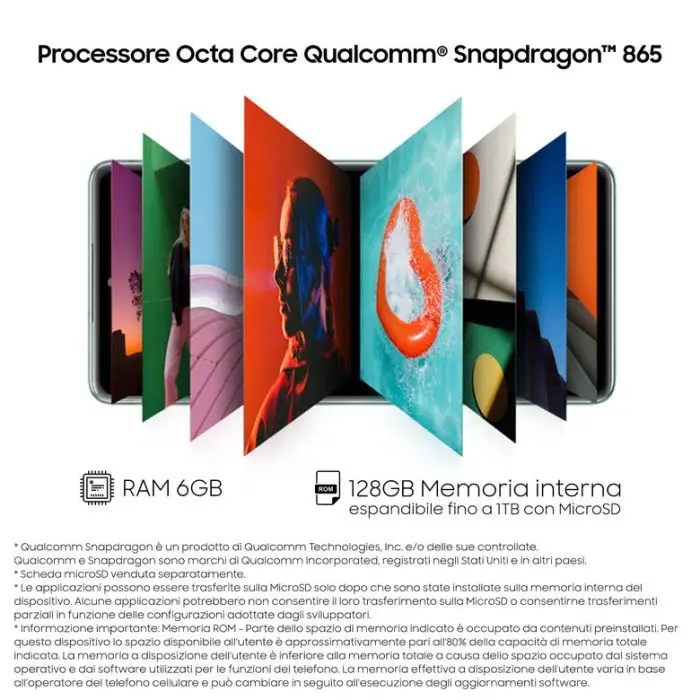 Samsung Galaxy S20 FE 4G, Processore Snapdragon 865, Display 6.5&quot; Super AMOLED, 3 fotocamere posteriori, 128 GB Espandibili, RAM 6GB, Batteria 4.500mAh, Hybrid SIM, Cloud Navy , 137409 , Immagine 7