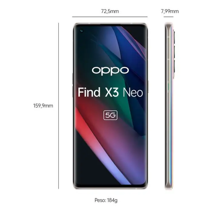 OPPO Find X3 Neo Smartphone 5G, Qualcomm865, Display 6.55&#039;&#039;FHD+AMOLED, 4 Fotocamere 50MP, RAM 12GB ESPANDIBILE FINO A 19GB+ROM 256GB, 4500mAh, WiFi 6, Dual Sim, [Versione Italiana], Colore G , 135393 , Immagine 6