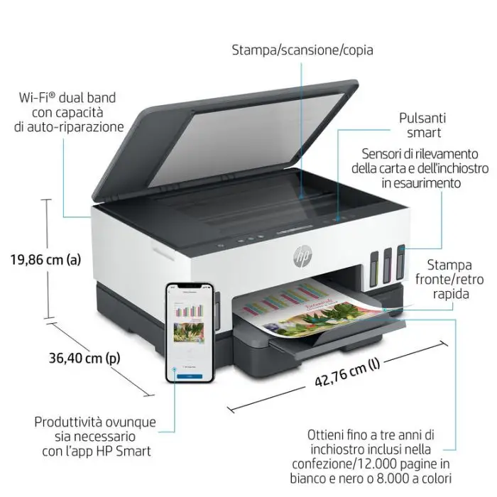 HP Smart Tank Stampante multifunzione 7005, Color, Stampante per Stampa, scansione, copia, wireless, scansione verso PDF , 151952 , Immagine 16