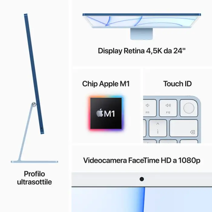 Apple iMac 24&quot; con display Retina 4.5K (Chip M1 con GPU 8-core, 512GB SSD) - Rosa (2021) , 136512 , Immagine 6
