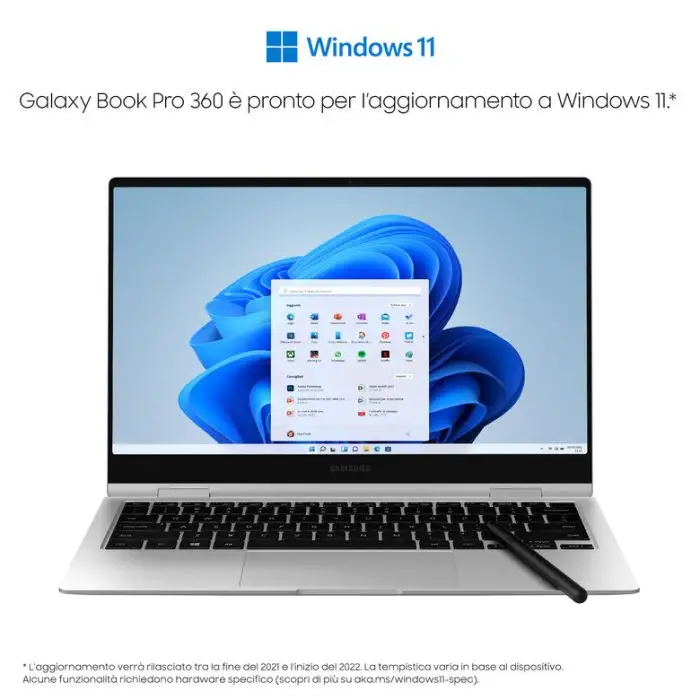 Samsung Galaxy Book Pro 360 , 13.3”, Windows 11 ready, portatile 2-in-1 con S Pen, Intel Core i5 (Intel Evo), 8 GB RAM, 512 GB SSD, Mystic Silver , 136685 , Immagine 3