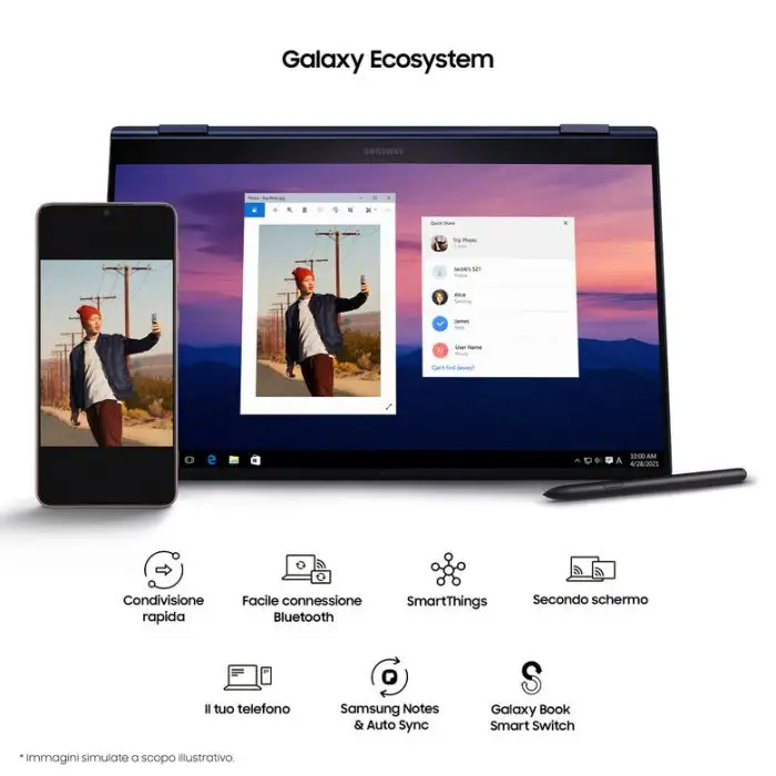 Samsung Galaxy Book Pro 360 , 13.3”, Windows 11 ready, portatile 2-in-1 con S Pen, Intel Core i5 (Intel Evo), 8 GB RAM, 512 GB SSD, Mystic Silver , 136685 , Immagine 8