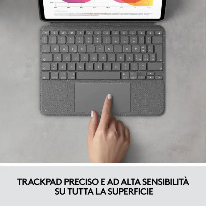 Logitech Combo Touch Custodia con Tastiera per iPad Air (4. gen - 2020) - Tastiera Retroilluminata Rimovibile, Trackpad Click-Anywhere, Smart Connector - Grigio. , 144572 , Immagine 5