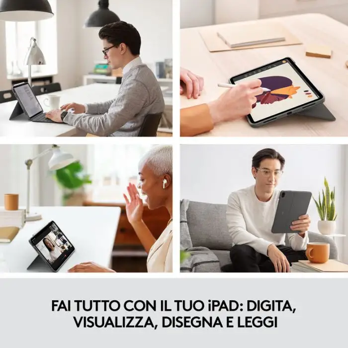 Logitech Combo Touch Custodia con Tastiera per iPad Air (4. gen - 2020) - Tastiera Retroilluminata Rimovibile, Trackpad Click-Anywhere, Smart Connector - Grigio. , 144572 , Immagine 3
