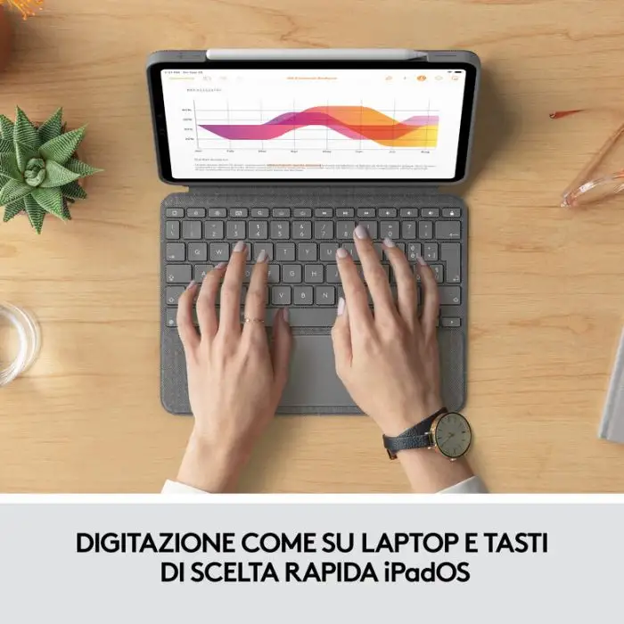 Logitech Combo Touch Custodia con Tastiera per iPad Air (4. gen - 2020) - Tastiera Retroilluminata Rimovibile, Trackpad Click-Anywhere, Smart Connector - Grigio. , 144572 , Immagine 11