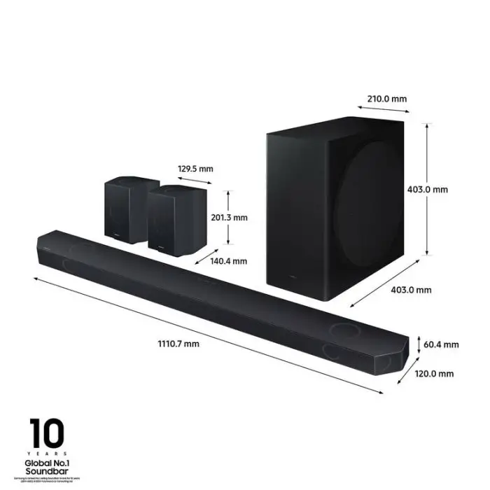 Samsung Soundbar HW-Q930D/ZF Serie Q, 17 Speaker, Wireless Dolby Atmos, Audio a 9.1.4 Canali, Q-Simphony, Alexa integrato e compatibile con Google Assistant, Titan Black , 154023 , Immagine 3