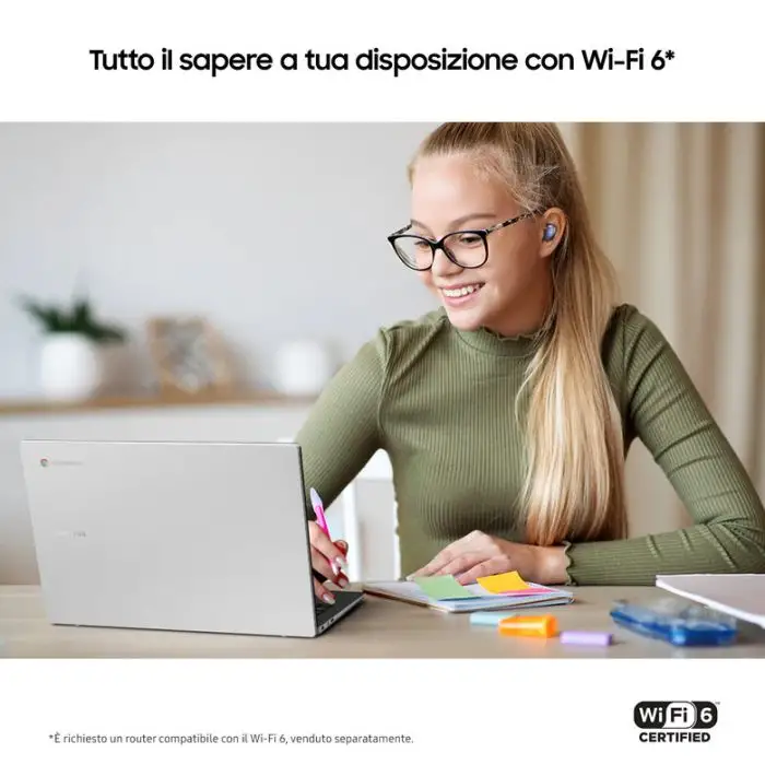 Samsung Galaxy Chromebook Go Intel® Celeron® N N4500 35,6 cm (14&quot;) HD 4 GB LPDDR4x-SDRAM 64 GB eMMC Wi-Fi 6 (802.11ax) ChromeOS Argento , 155833 , Immagine 6